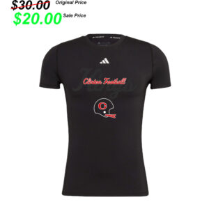 Clinton FB Player Gear PG adidas Men’s Techfit Short Sleeve Tee – BLACK