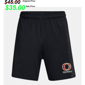 Clinton FB Player Gear Under Armour Men’s UA Tech Vent 7″ pocketed  Shorts-Black