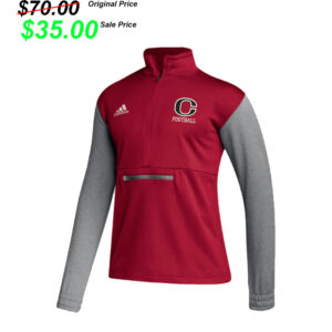 Clinton FB Player Gear Adidas Team Issue color block 1/4 zip pullover -Power Red/Grey