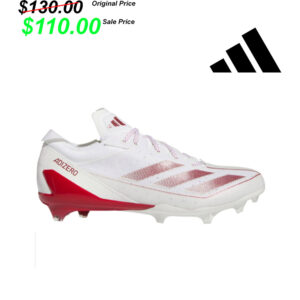Clinton FB Player Gear Adidas ADIZERO ELECTRIC football Cleats/Shoes – White/Power Red