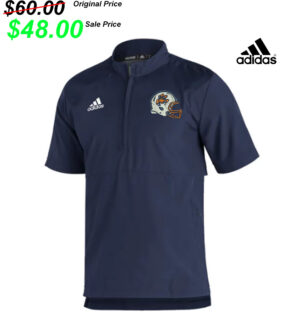 CM Football Gear Adidas Sideline 21 woven Light Weight short sleeve 1/4 zip pullover-Team Navy (m-2X, 4X)