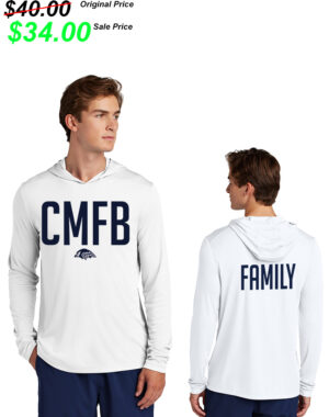CM Football Gear Sport-Tek Men Posi-UV Pro Long Sleeve Hoodie-White
