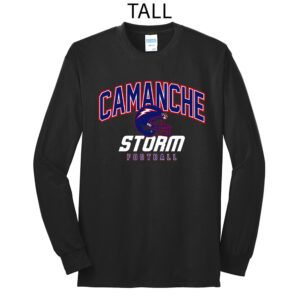 Camanche Football Tall Long Sleeve Cotton Tee-Black
