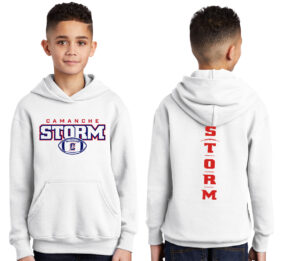 Camanche Football Youth Fleece Hooded Sweatshirt-White