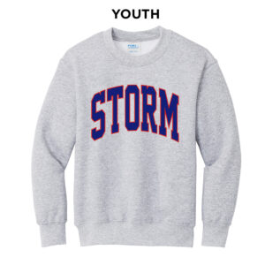 Camanche Football Youth Fleece Crewneck Sweatshirt-Ash (Tackle Twill)
