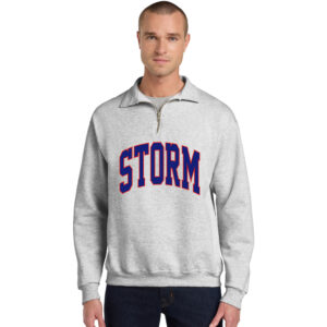 Camanche Football JERZEES NuBlend Adult SUPER SWEATS Quarter-Zip Pullover-Ash (Tackle Twill)
