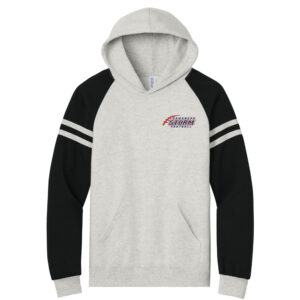 Camanche Football Jerzees Unisex NuBlend Varsity Colorblock Hooded Sweatshirt-Oatmeal Heather/Black Ink