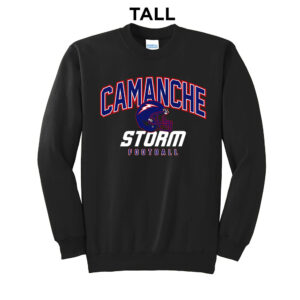 Camanche Football Tall Fleece Crewneck Sweatshirt-Black