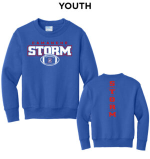 Camanche Football Youth Fleece Crewneck Sweatshirt-Royal
