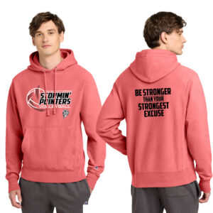 CPU Volleyball PG Champion Reverse Weave Adult Garment-Dyed 12oz Hooded Sweatshirt-Coral Craze