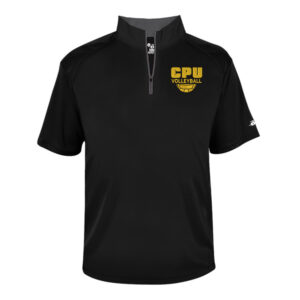 CPU Volleyball PG Badger B-Core Men short sleeve 1/4 zip performance pullover-Black/Grey
