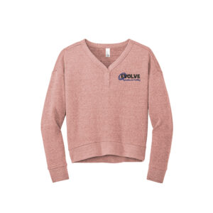 Evolve District Women’s Perfect Tri Fleece V-Neck Sweatshirt-Blus Frost