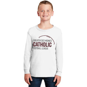 Greater DM Catholic FB League Youth Cotton Long Sleeve Tee-White