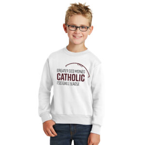 Greater DM Catholic FB League Youth Fleece Crewneck Sweatshirt-White