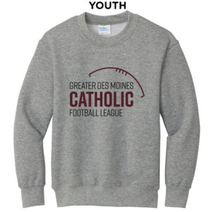 Greater DM Catholic FB League Youth Fleece Crewneck Sweatshirt-Athletic Heather