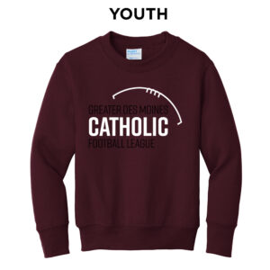 Greater DM Catholic FB League Youth Fleece Crewenck Sweatshirt-Maroon