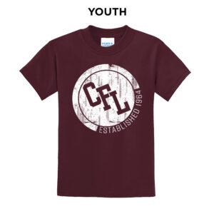 Greater DM Catholic FB League Youth Short Sleeve Tee-Maroon