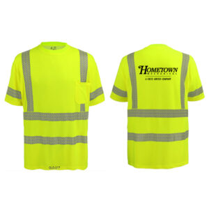 Hometown FrogWear Class 3 HV Premium Self-Wicking Bamboo/Polyester Short-Sleeved Shirt with pocket-Safety Green