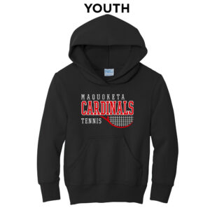 Maq Girls Tennis Youth Fleece Hooded Sweatshirt-Black