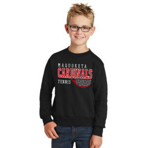 Maq Girls Tennis Youth Fleece Crewneck Sweatshirt-Black