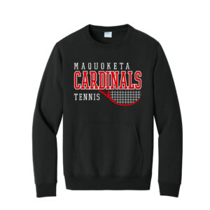 Maq Girls Tennis Unisex Core Fleece Crewneck Pocket Sweatshirt-Jet Black