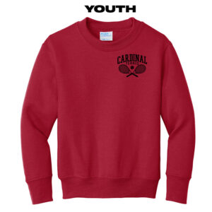 Maq Girls Tennis Youth Fleece Crewneck Sweatshirt-Red