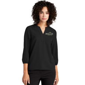 Milestone Employee Mercerand Mettle Women’s Stretch Crepe 3/4-Sleeve Blouse-Black