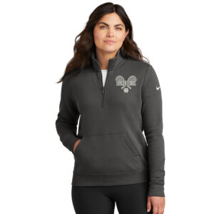 NS Girls Tennis Nike Ladies Club Fleece Sleeve Swoosh 1/2-Zip-Anthracite
