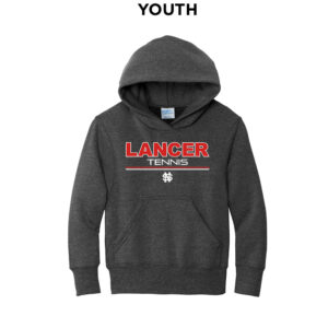 NS Girls Tennis Youth Fleece Hooded Sweatshirt-Dark Heather Grey