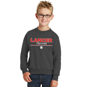 NS Girls Tennis Youth Fleece Crewneck Sweatshirt-Charcoal