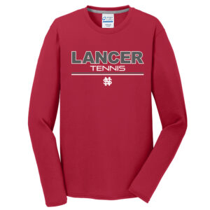 NS Girls Tennis Men Long Sleeve Essential Blended Performance Tee-Red