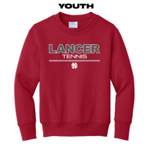 NS Girls Tennis Youth Fleece Crewneck Sweatshirt-Red