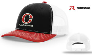 CCSD Plant Services Richardson Pro Crown Mesh Back Adjustable back cap-Black/White/Red