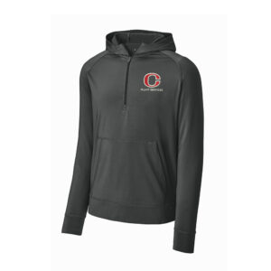 CCSD Plant Services Sport-Tek Men Sport-Wick Stretch 1/2-Zip Hoodie-Charcoal Grey