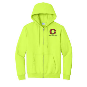 CCSD Plant Services Unisex Essential Fleece Full-Zip Hooded Sweatshirt-Safety Green