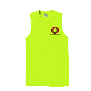 CCSD Plant Services Ultra Cotton Sleeveless T shirts Adult-Safety Green (Small, medium only)