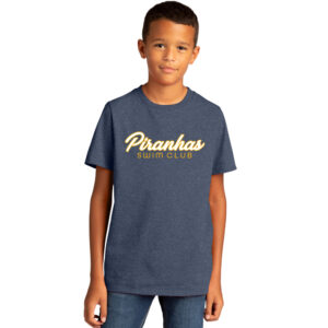 Piranhas Swim Youth District Premium Short Sleeve Tee-Heathered Navy