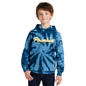 Piranhas Swim Youth Essential Tie-Dye Pullover Hooded Sweatshirt-navy