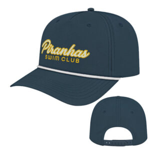 Piranhas Swim Athletic Rope Cap-Dark Blue/White