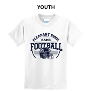 Rams Football Youth Short Sleeve Tee-White