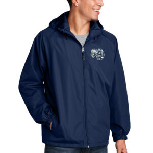 Rams Football Sport Tek Men Hooded Raglan Jacket-Navy