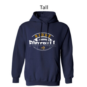 Rams Football Tall Fleece Hooded Sweatshirt-Navy