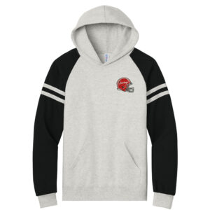 Sidney Cowboys Football Jerzees Unisex NuBlend Varsity Colorblock Hooded Sweatshirt-Oatmeal Heather/ Black Ink