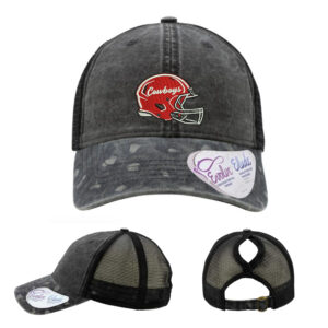 Sidney Cowboys Football Infinity Her Women’s Printed Visor with Mesh Back Cap-Black/Black Leopard