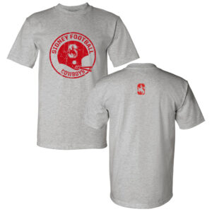 Sidney Cowboys Football Tall Cotton Short Sleeve Tee-Grey