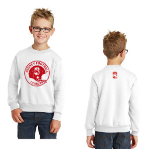 Sidney Cowboys Football Youth Fleece Crewneck Sweatshirt-White