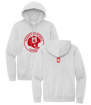Sidney Cowboys Football Unisex Premium Fleece Hooded Sweatshirt-White Smoke