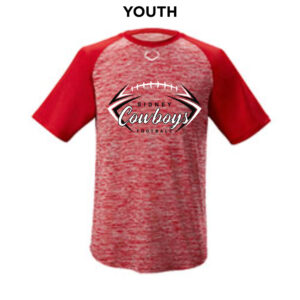 Sidney Cowboys Football Evoshield YOUTH E304 performance color block short sleeve performance shirt-Scarlet (YM/YL)