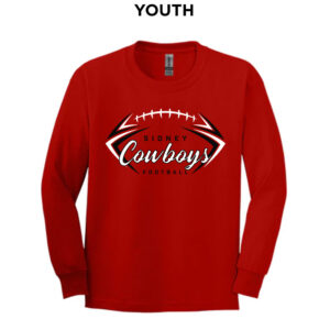 Sidney Cowboys Football Youth Cotton Long Sleeve Tee-Red