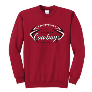Sidney Cowboys Football Unisex Fleece Crewneck Sweatshirt-Red